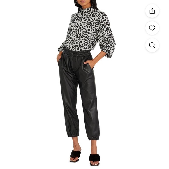 Sanctuary NITE SPOTS For Keeps Long Balloon Sleeve Mock Neck Top - Leopard Print - Picture 2 of 12